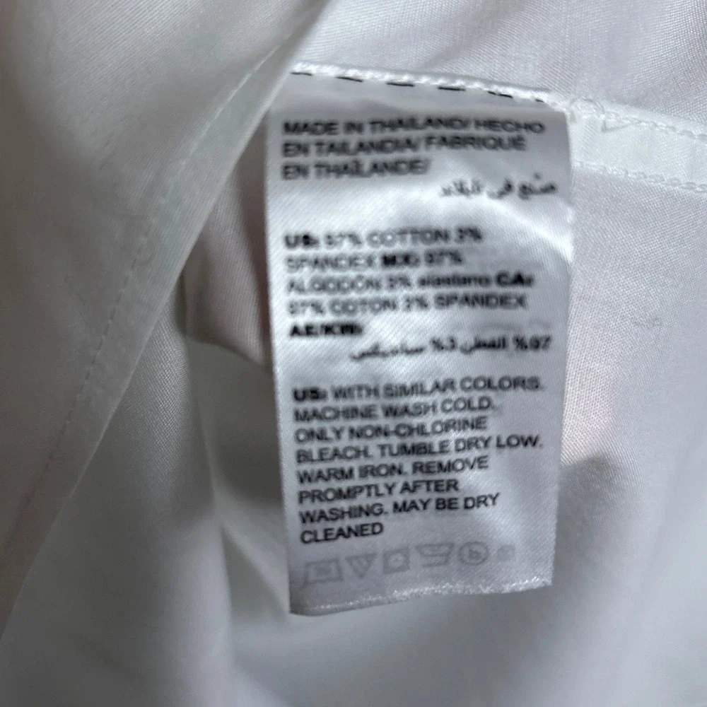 Chicos Top 2.5 M US 14 White Cotton No Iron Tunic Button Popover Career Classic